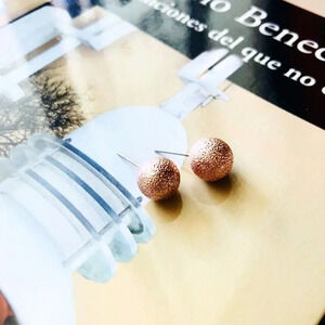 10mm Rose gold star dust round spheres bubble stud statement earrings